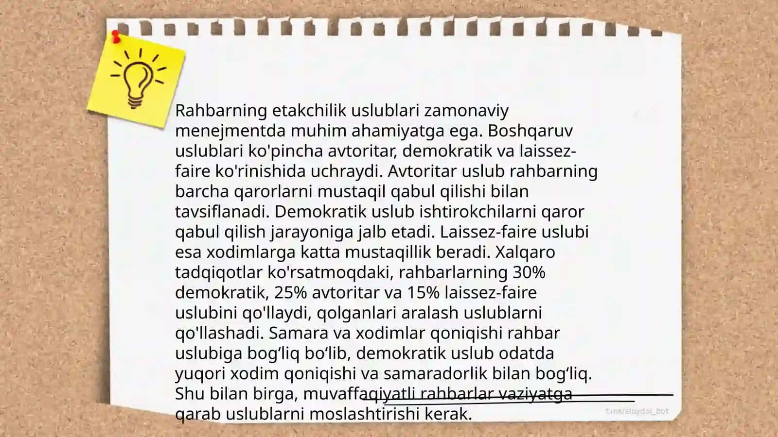 Rahbarning etakchilik uslublari 3