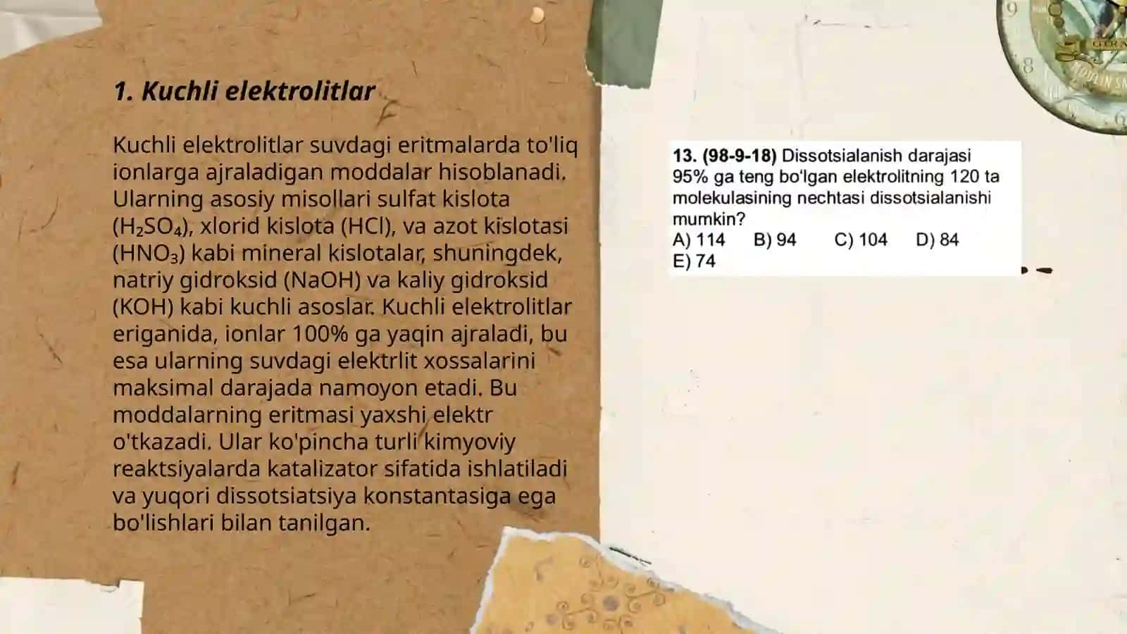 Kuchli va kuchsiz elektrolitlar 3
