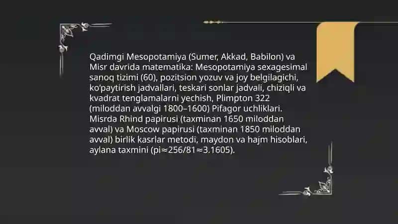 Matematikaning rivojlanish davrlari 3