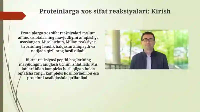 Proteinlarga xos sifat reaksiyalari 3