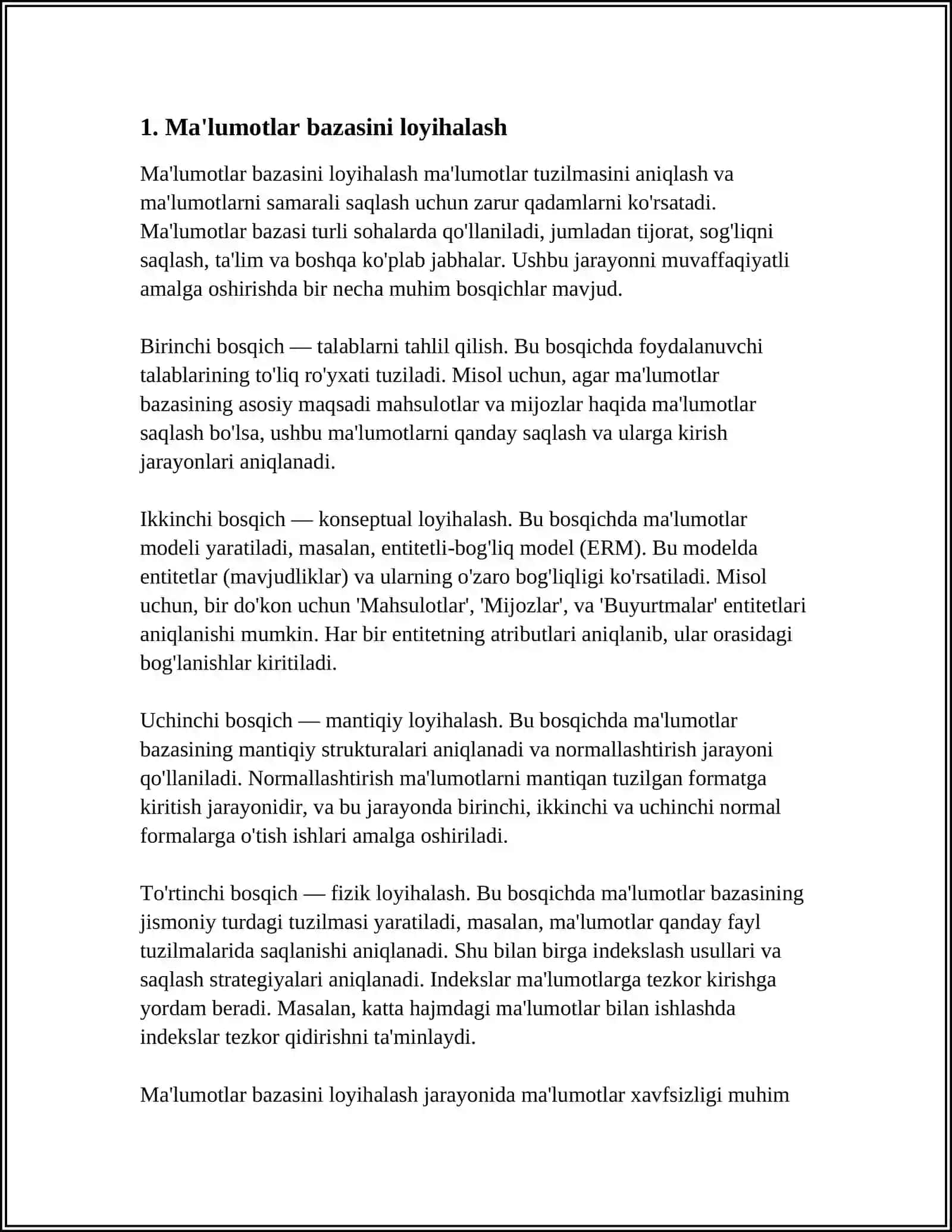 MAʼLUMOTLAR BAZASINI YARATISH VA ULARNI STATISTIK QAYTA ISHLASH 3