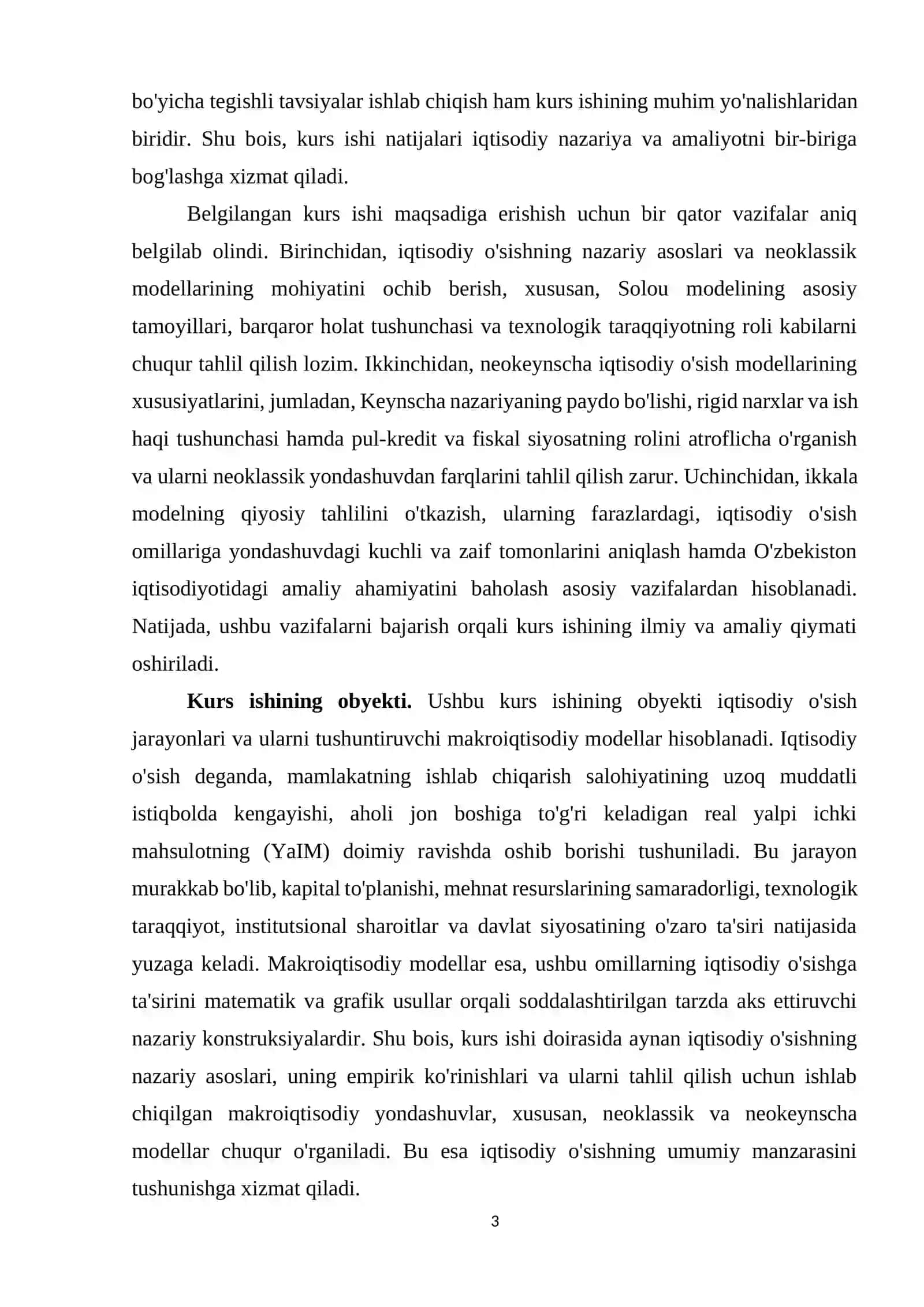Iqtisodiy o'sishning neoklassik va neokeynscha modellari 3