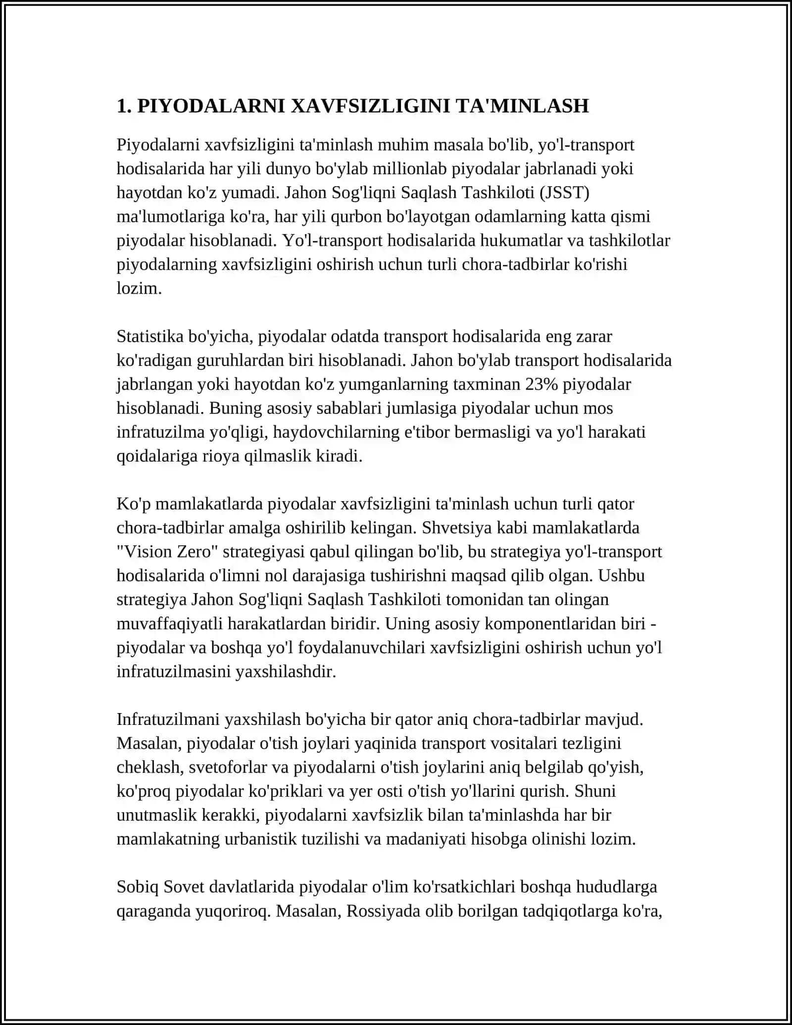 PIYODALARNI BEVOSITA QOʻLLAB QUVVATLASH 3