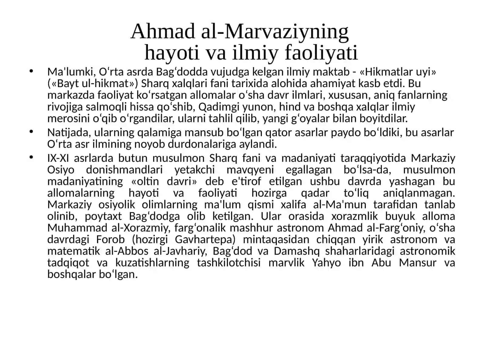 Ahmadal-Marvaziyning hayotiva faoliyati 3