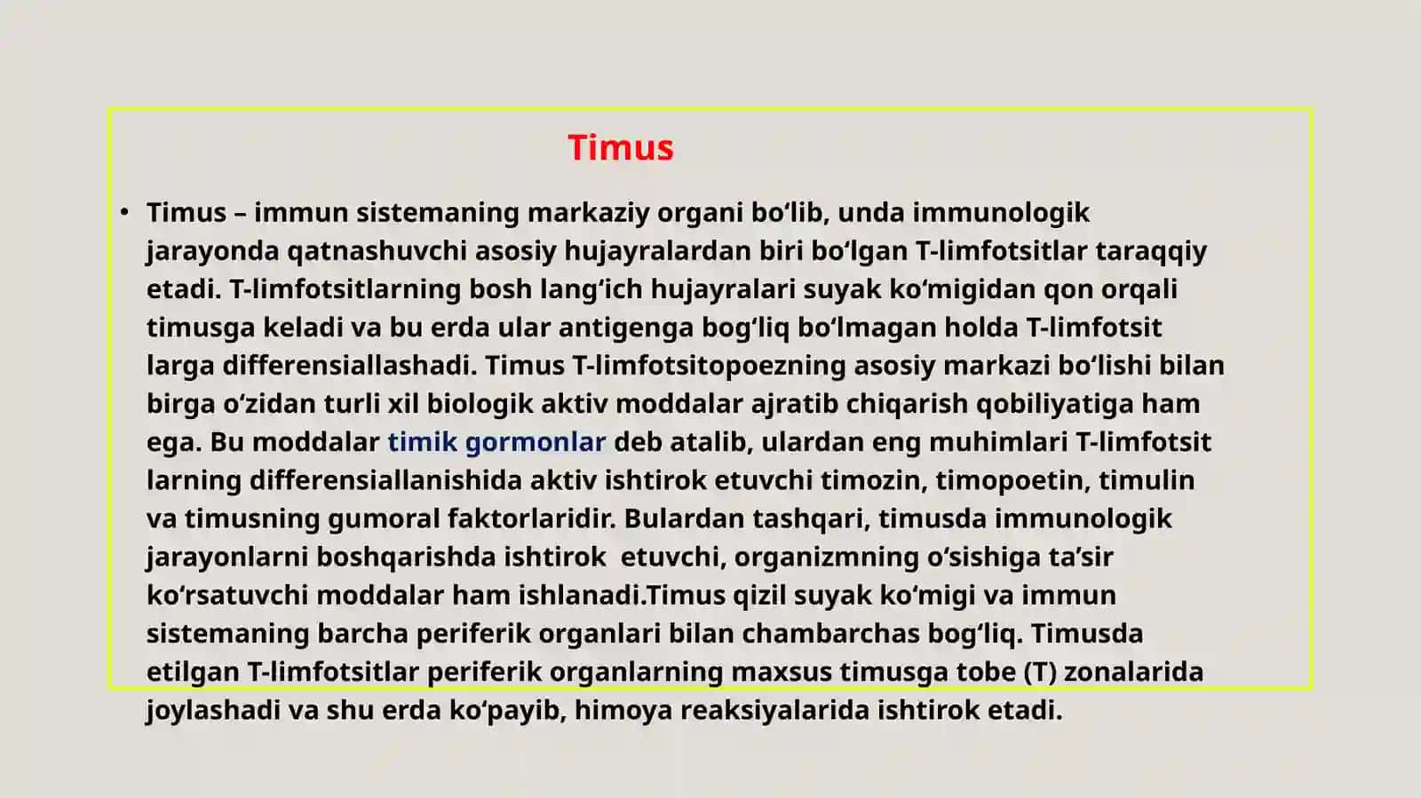 Timusdagi T-limfotsitlarning yetilish jarayoni 3
