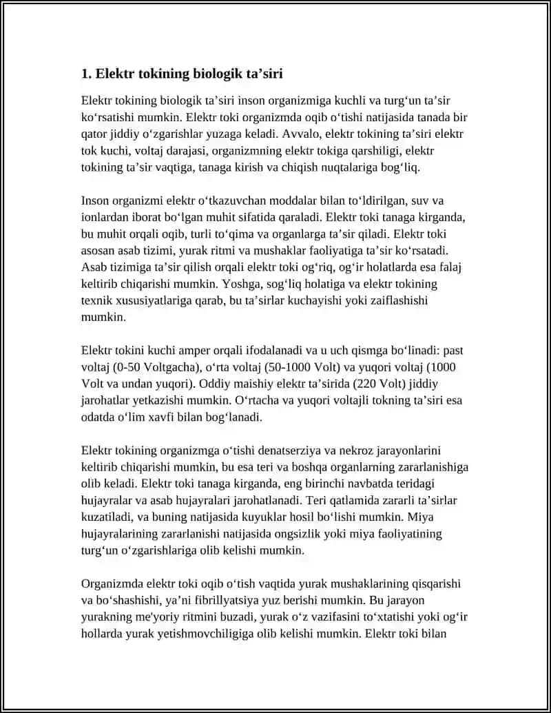 ELEKTR TOKINING ORGANIZMGA TAʼSIRI 3