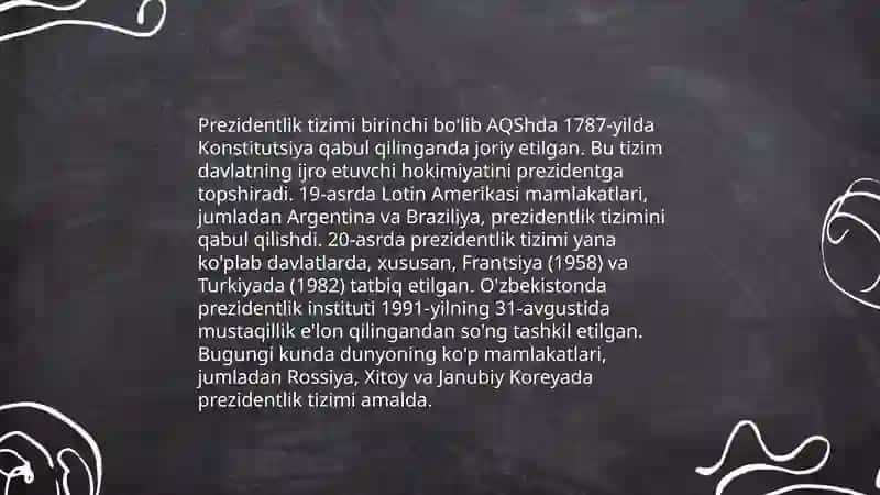 Prezidentlik boshqaruvi tizimi 3