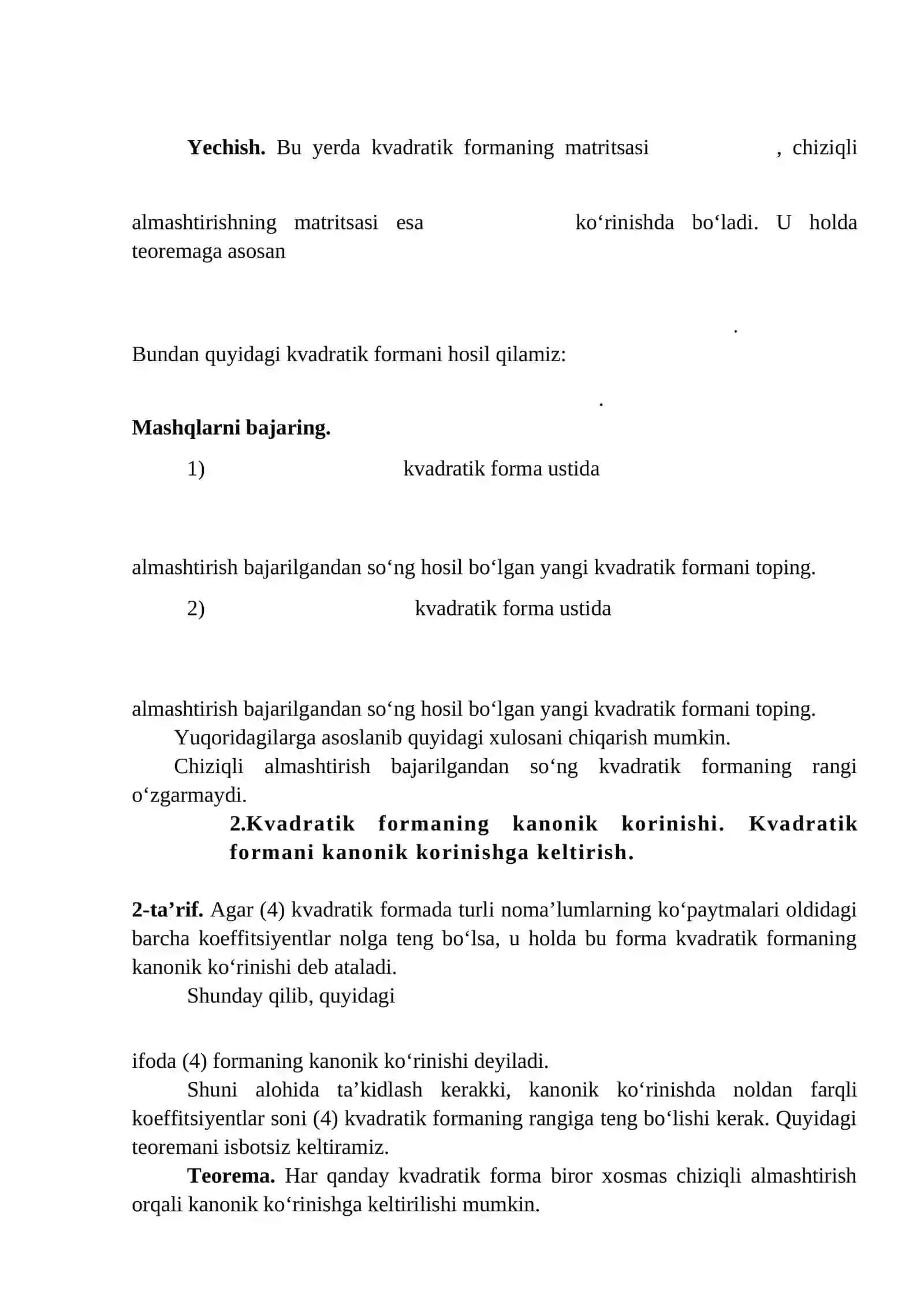 Kvadratik formaning kanonik korinishi 3