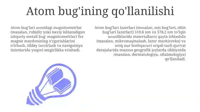 Atom bug'ining qo'llanilishi 3