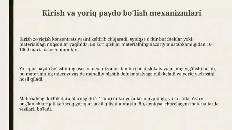 Bino elementlarida darz hosil bo'lishi xususiyatlarini aniqlash 3