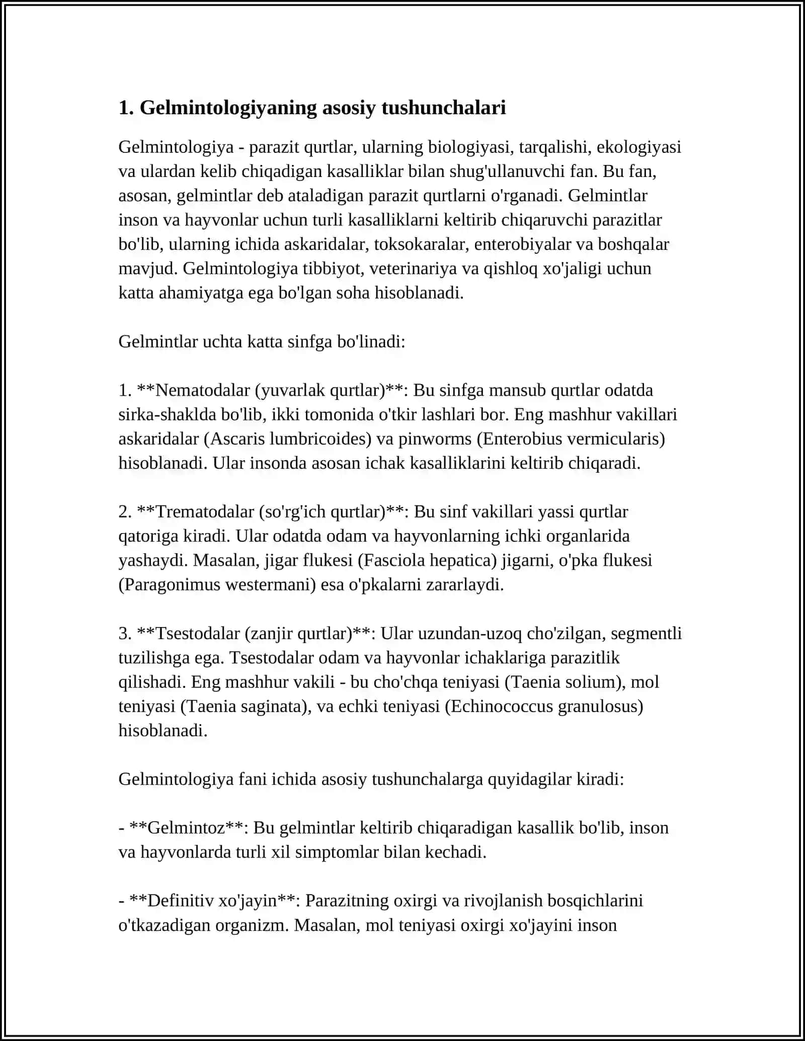 TIBBIYOTDA GELMINTALOGIYA 3