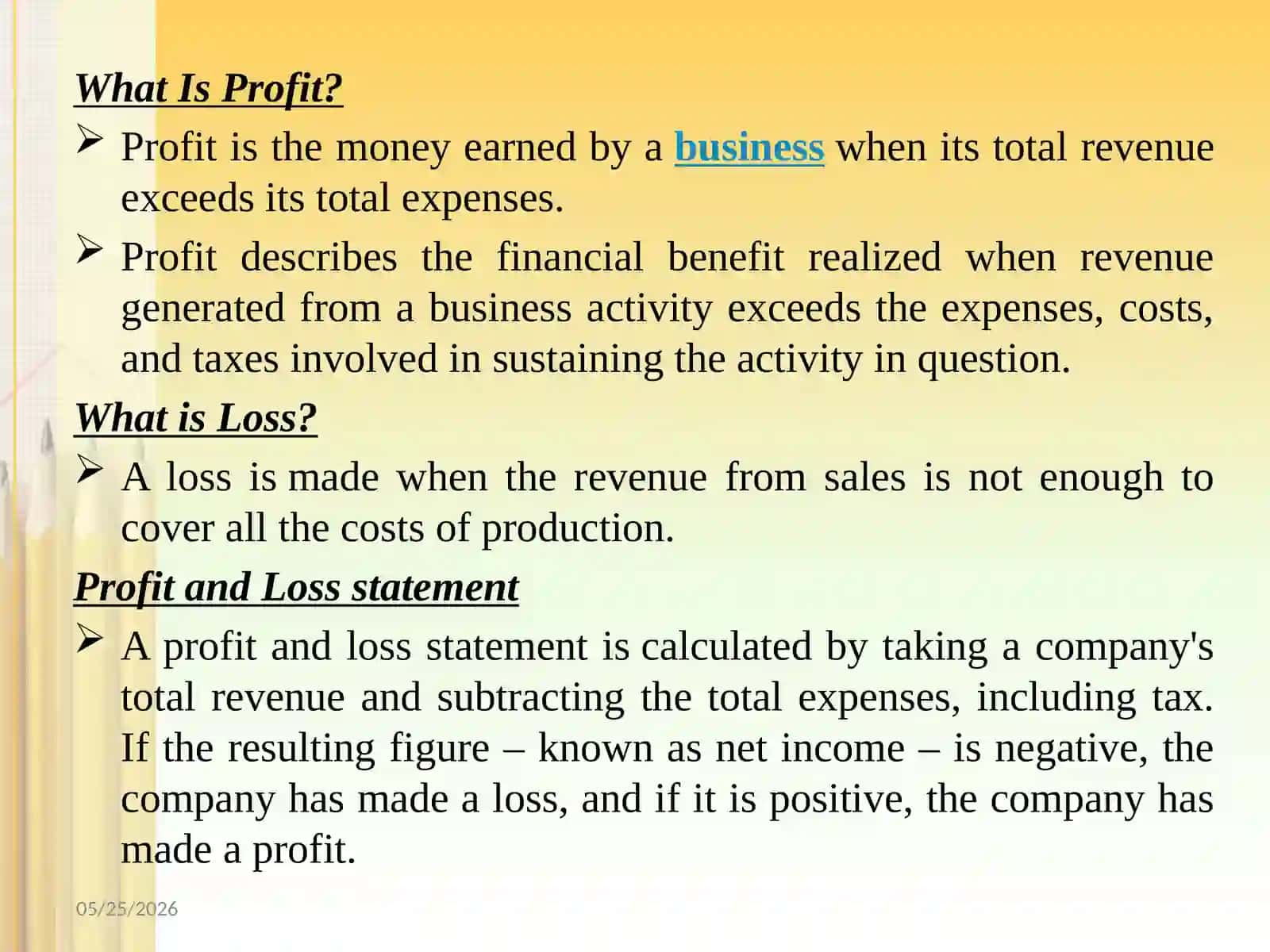 Profit and Loss 3