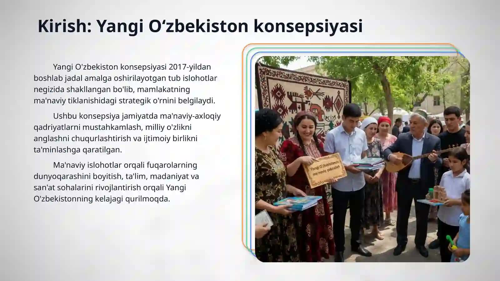 Yangi Oʻzbekistonda amalga oshirilayotgan maʼnaviy oʻzgarishlar 3