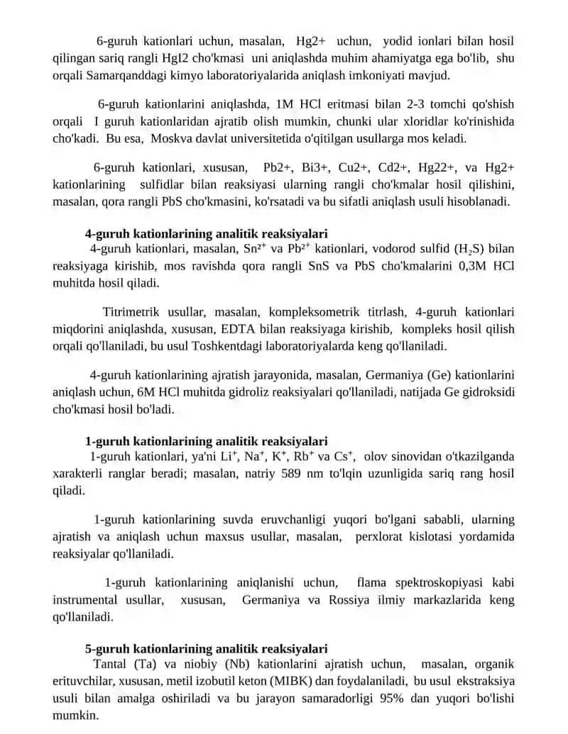 1,2,3,4,5,6 guruh kationlari analitik reaksiyalari 3