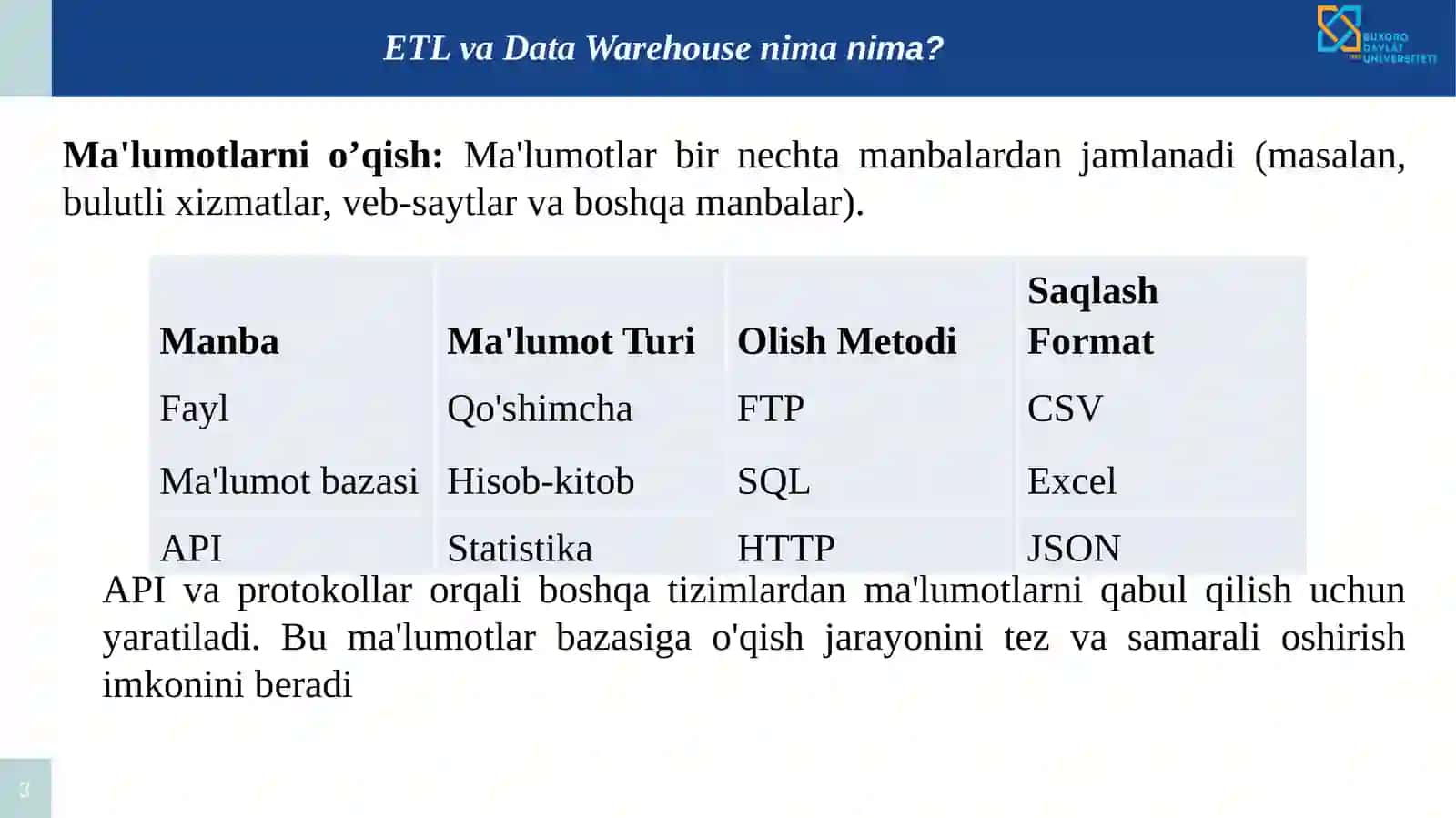 ETLva Data Warehouse nimanima? 3