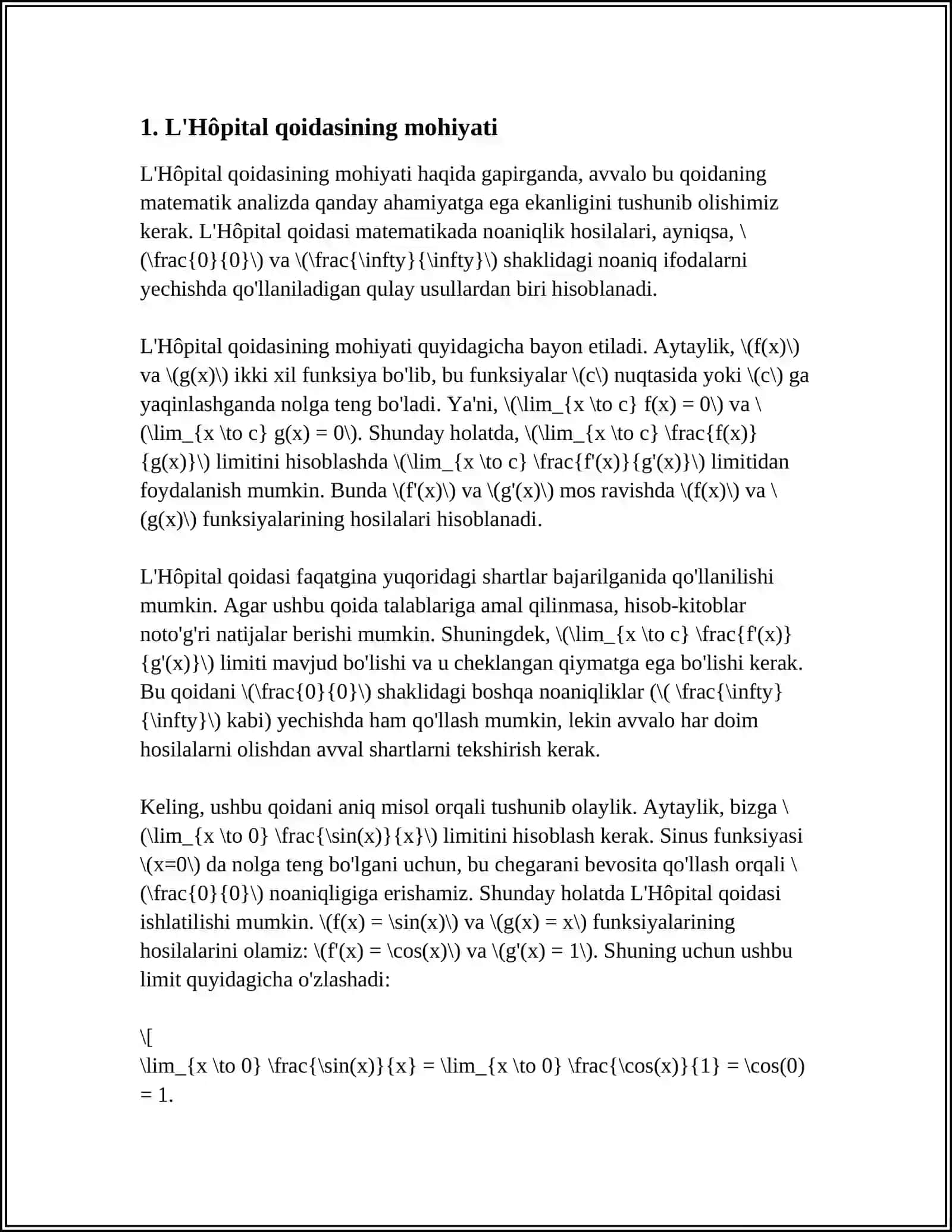 L'Hôpitalning 2-Qoidasi 3