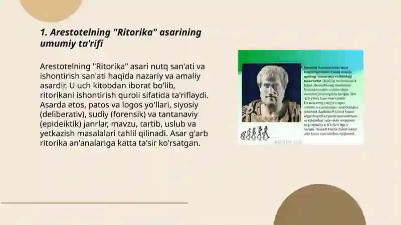 Arestotelning "Ritorika" so'z san'ati haqidagi asari 3