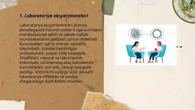 Ijtimoiy psixologiyada eksprimentlarning asosiy tipi 3