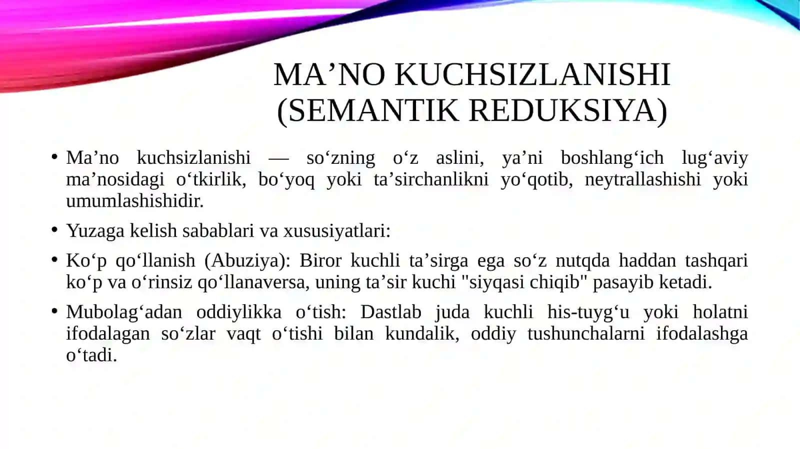 Maʼno kuchsizlanishi va yoʻqolishi 3