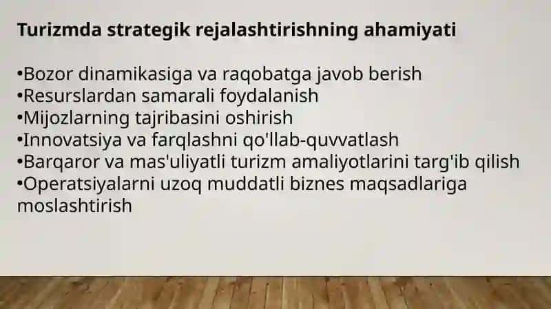 Turizm korxonalarida strategik rejalashtirish 3