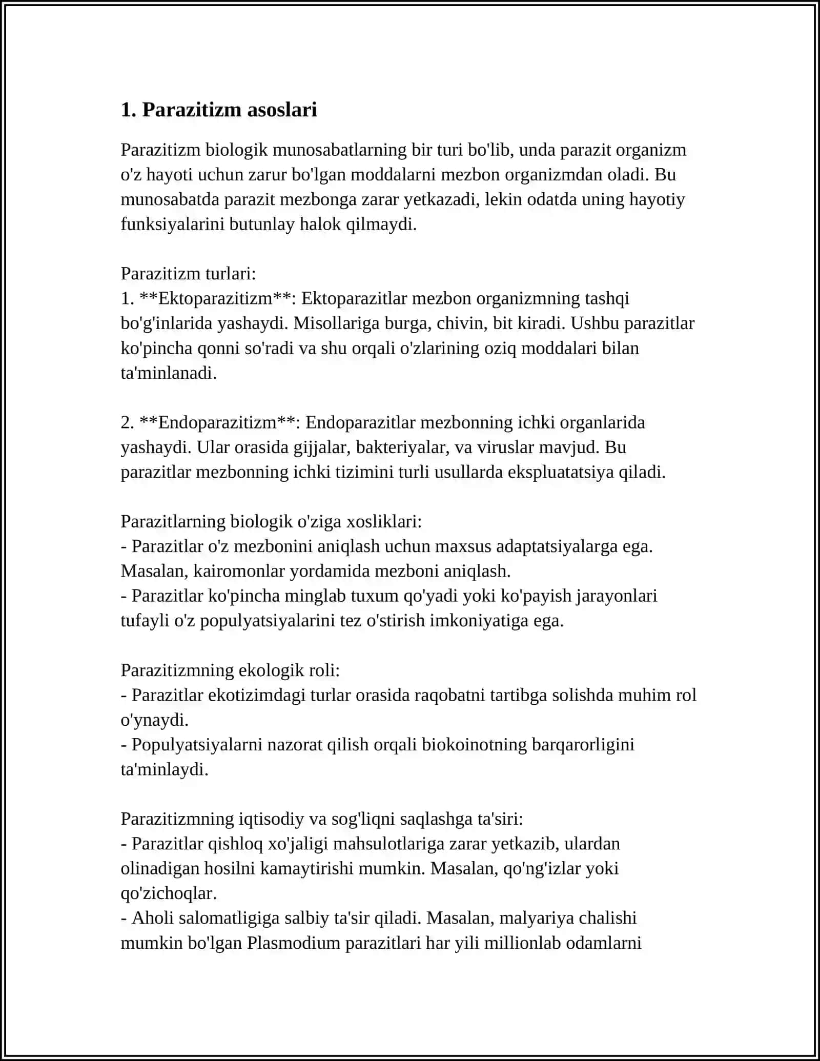 TIBBIYOT PARAZITOLOGIYASI. TIBBIYOT PROTOZOOLOGIYASI 3