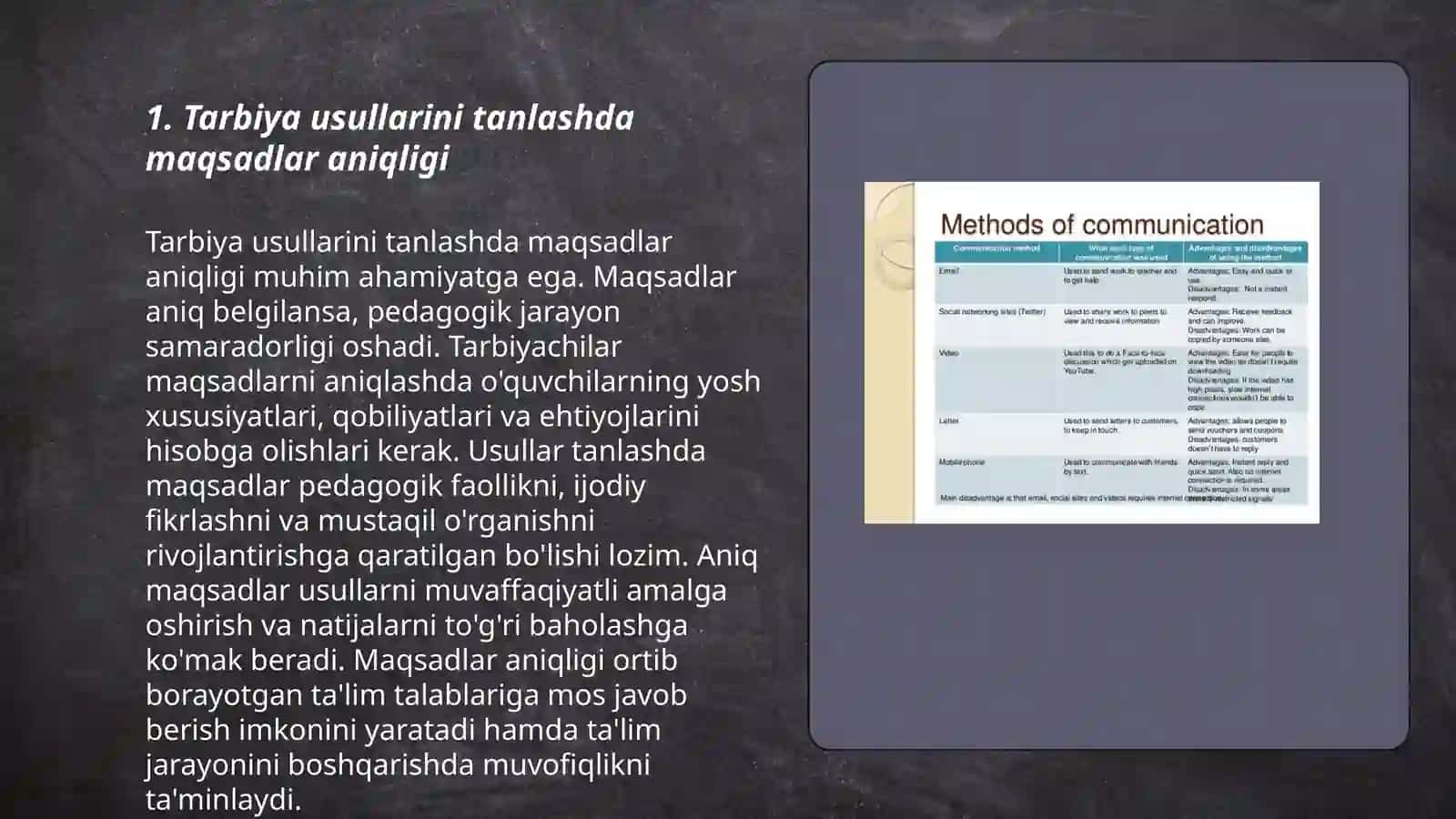 Tarbiya usullarini tanlashga qõyiladigan talablar 3