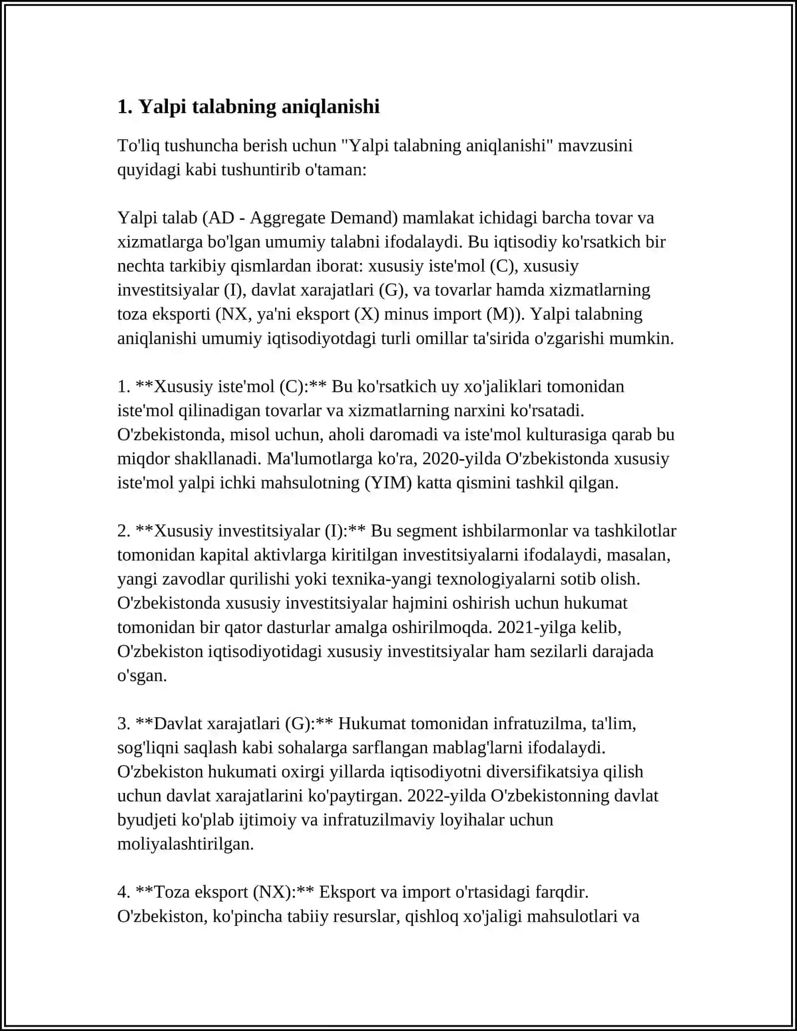 YALPI TALAB – YALPI TAKLIF MODELI 3