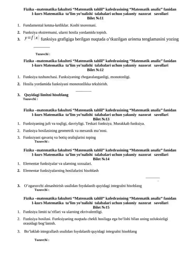 Matematik Tahlil Kafedrasi 1-kurs 3