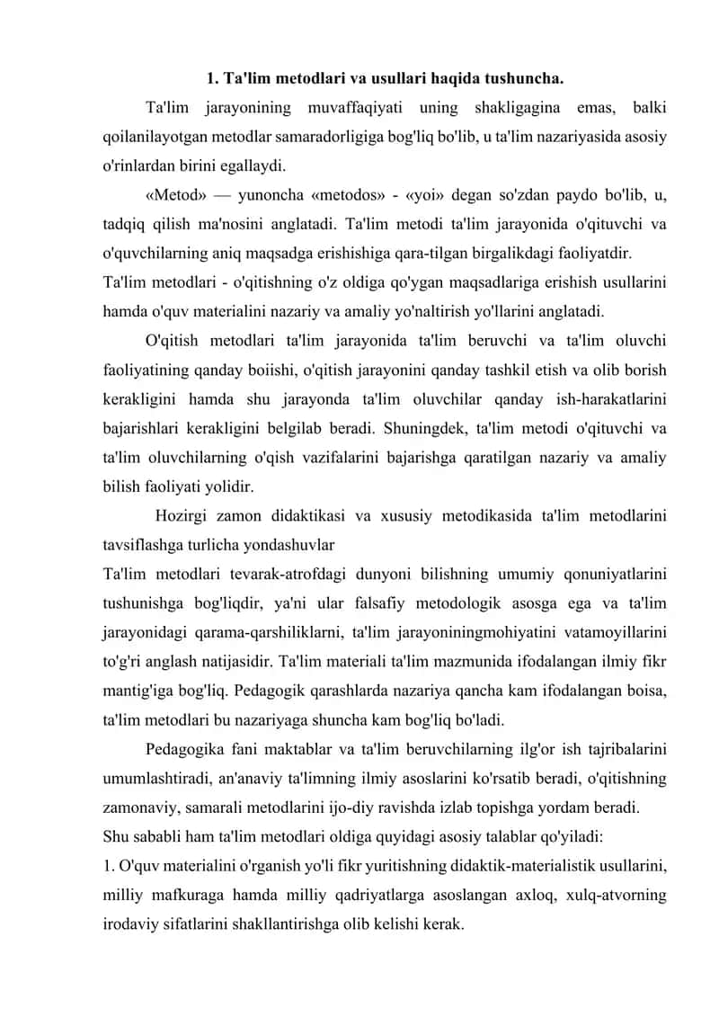 O'qitish metodlari haqida asosiy tushuncha 3