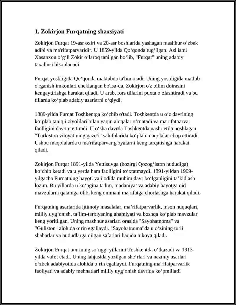 ZOKIRJON XOLMUHAMMAD OʻGʻLI FURQAT LIRIKASI 3