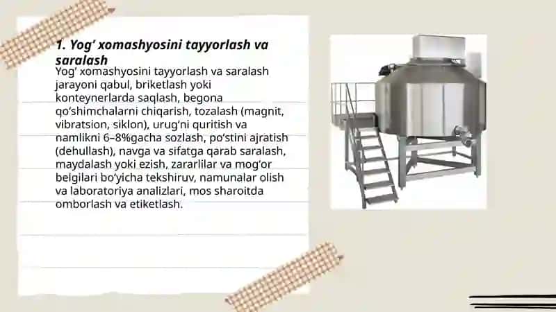 Yogʻlarni qayta ishlash texnologiyasi 3