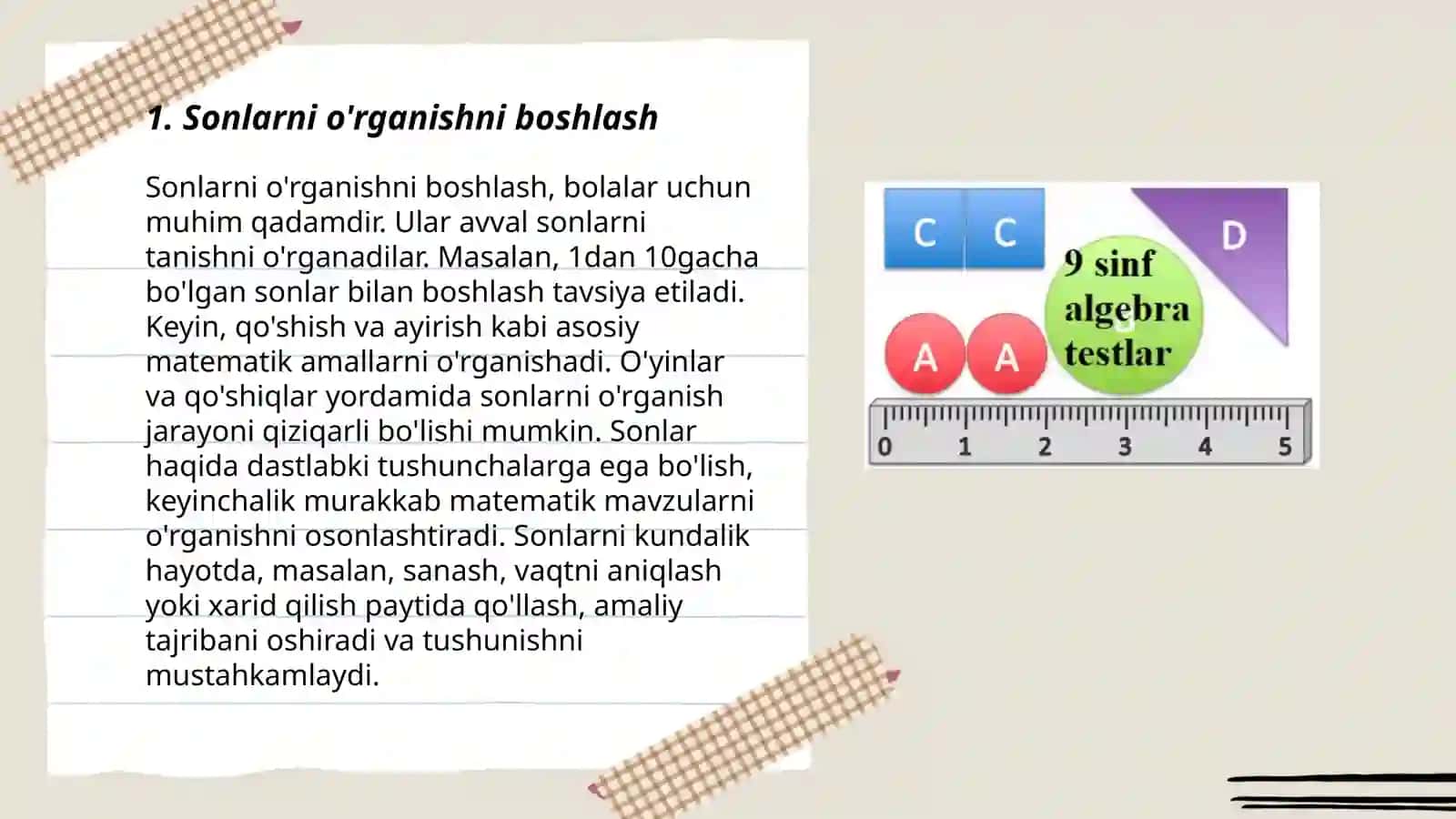 Birinchi sinf matematika darsligi 3