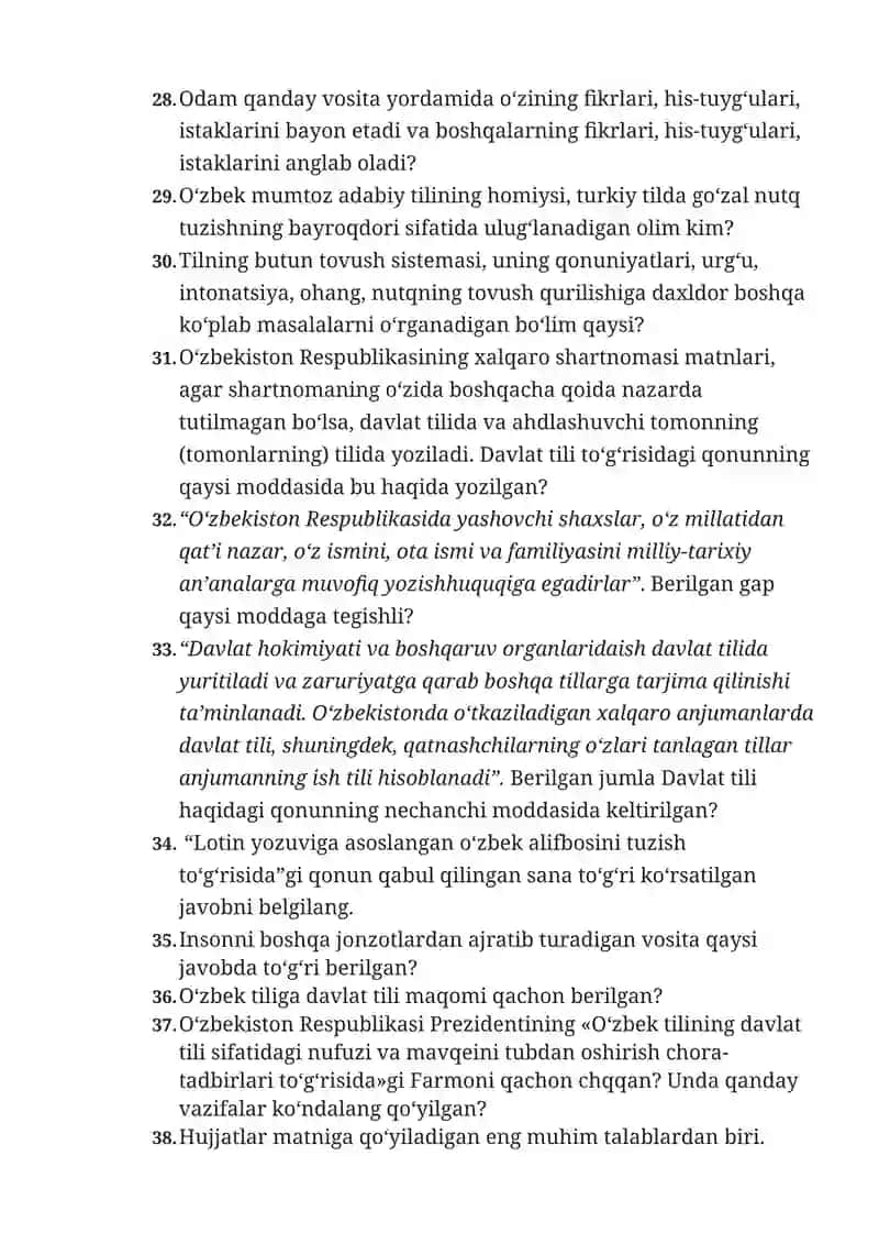O‘zbek tili savollari 3