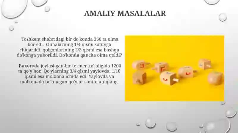 Sonning bir necha qismlarini topish 3