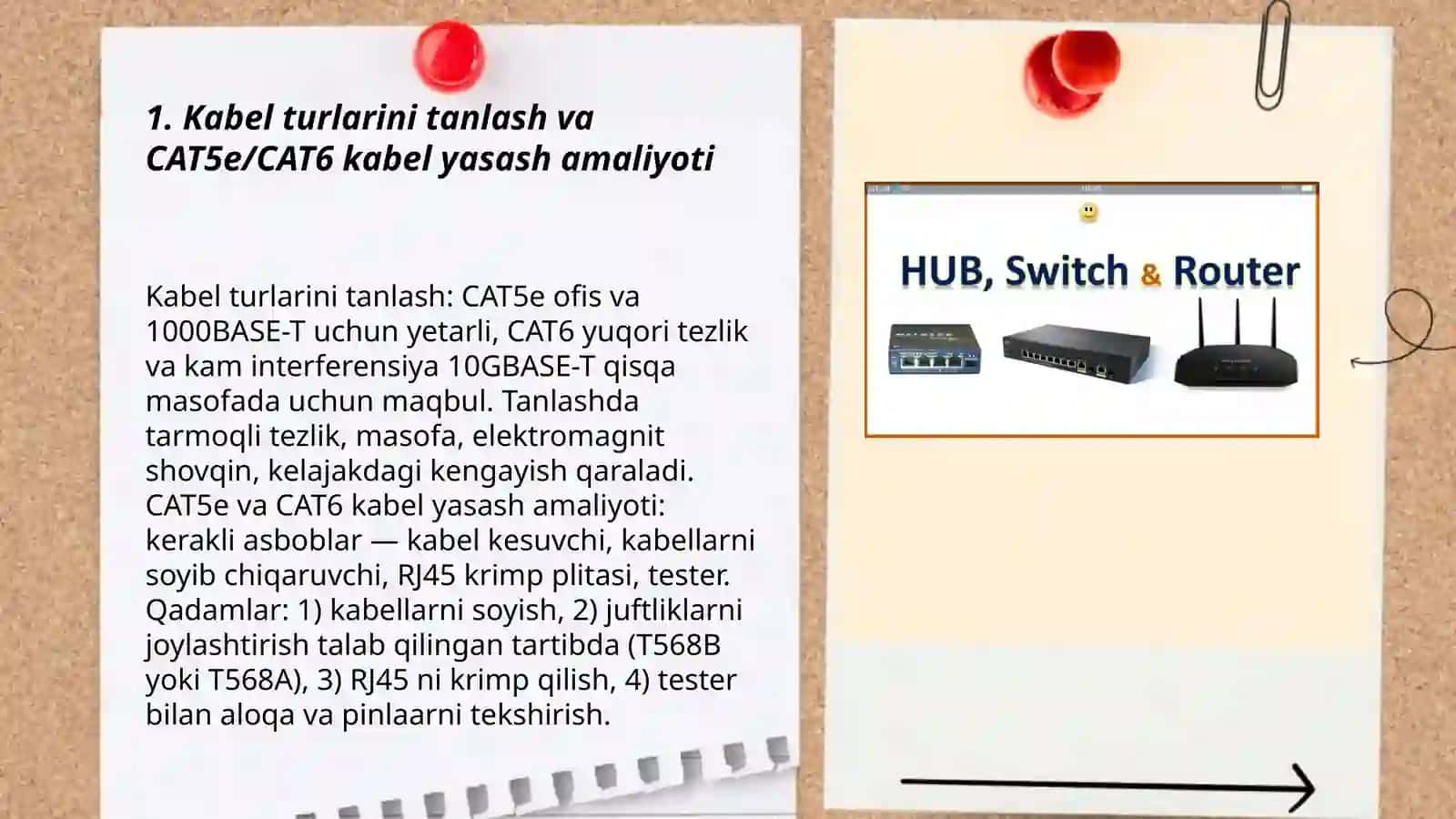 Kabel turlarini tanlash va CAT5e/CAT6 kabel yasash amaliyoti 3
