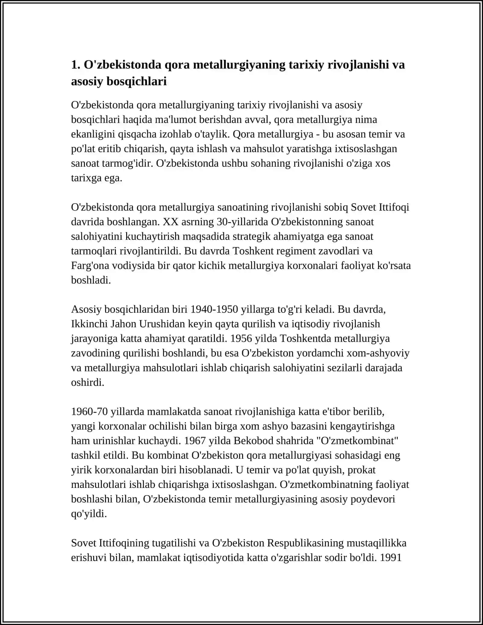 O'ZBEKISTONDA QORA METALLURGIYANING RIVOJLANISHI 3
