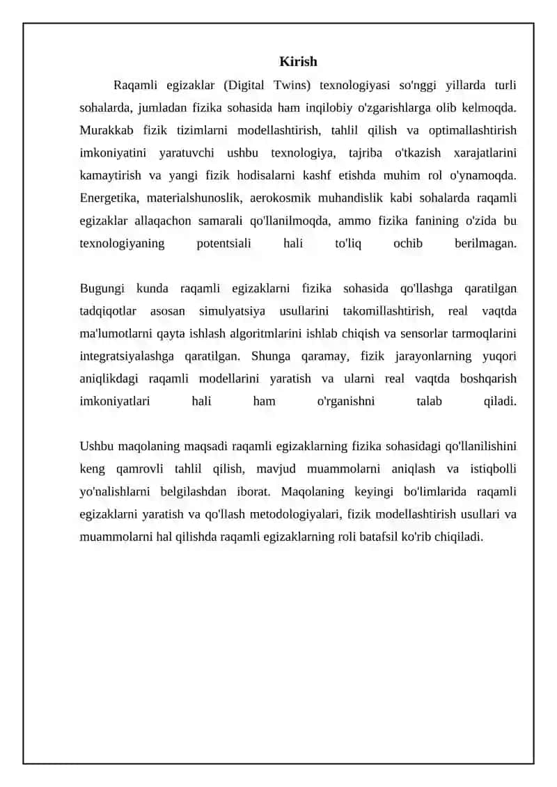 Fizikada raqamli egizak (Digital Twin) 3