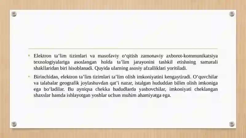 Elektron ta'lim tizimlari va masofaviy o'qitishning avzalliklari 3