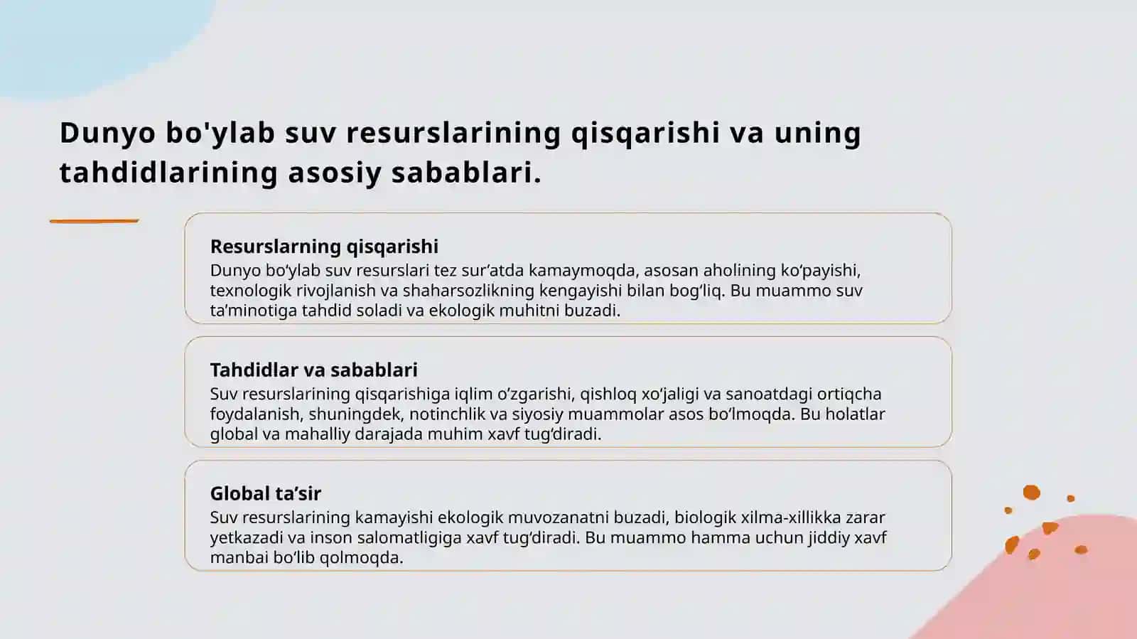 Suv resurslarini tanqisligi va ifloslanishi 3