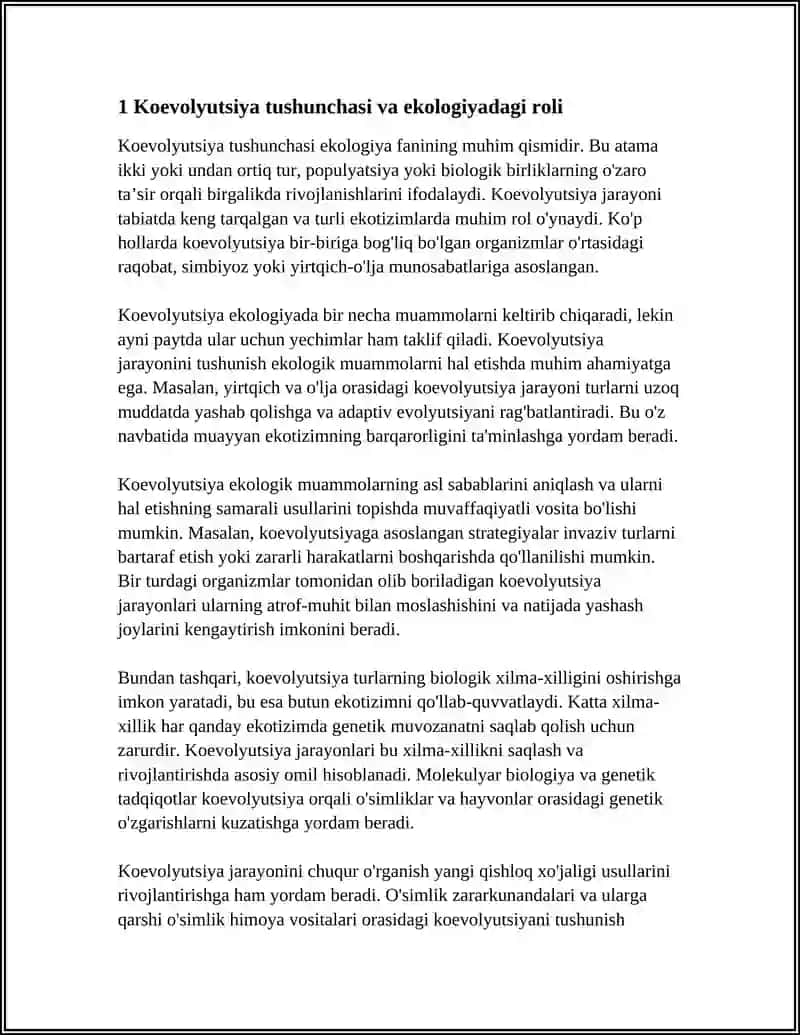 Koevolutsiya va Ekologiya: Muammo va Yechim 3