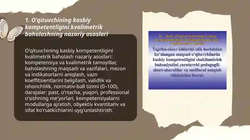 O'qituvchining kasbiy kampitentining kvalametirik baholash mezonlari 3