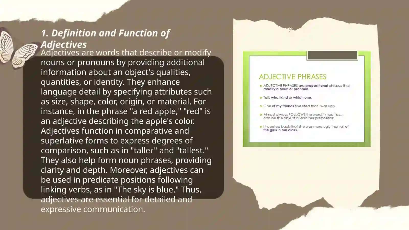 Adjectives and adjective phrases 3