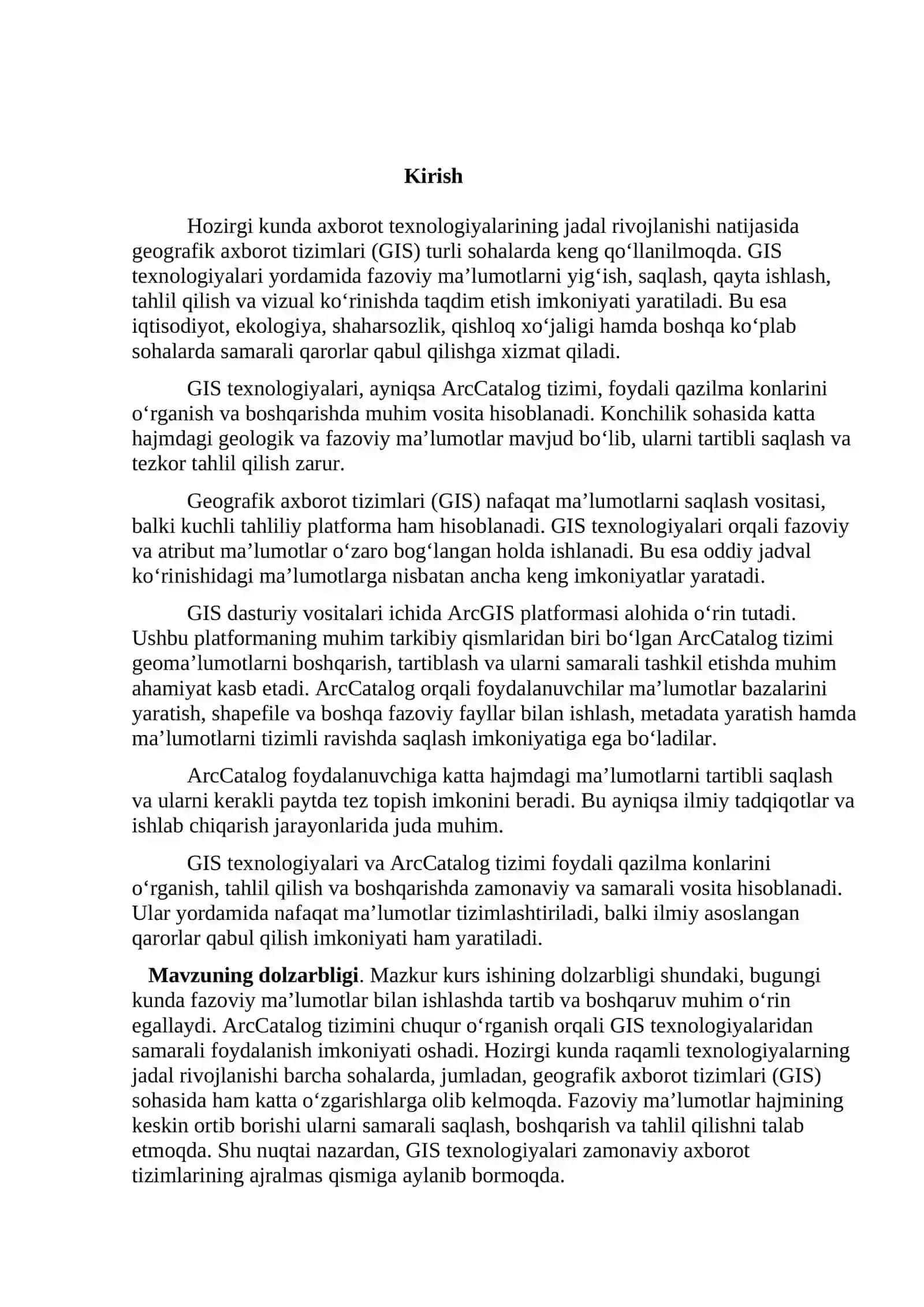 GIS-texnologiyaning “Arc Catalog” tizimida ishlash 3