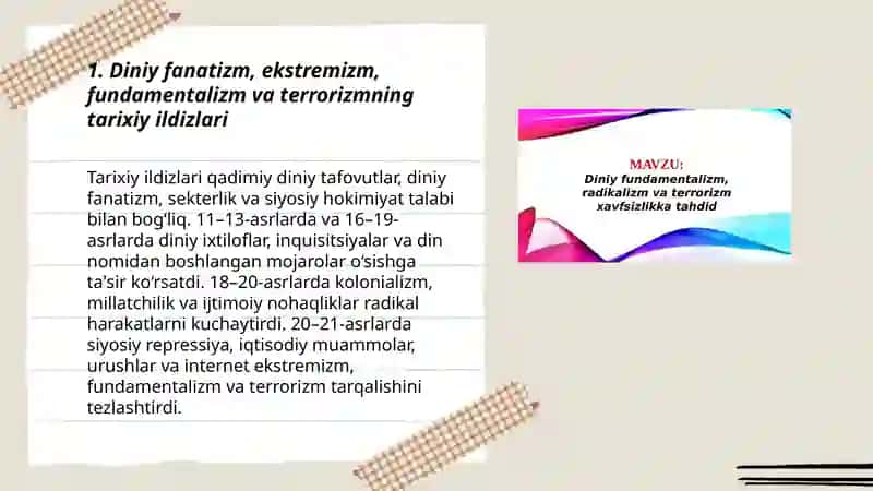 Diniy fanatizm, ekstremizm, fundamentalizm va terrorizmning tarixiy ildizlari 3