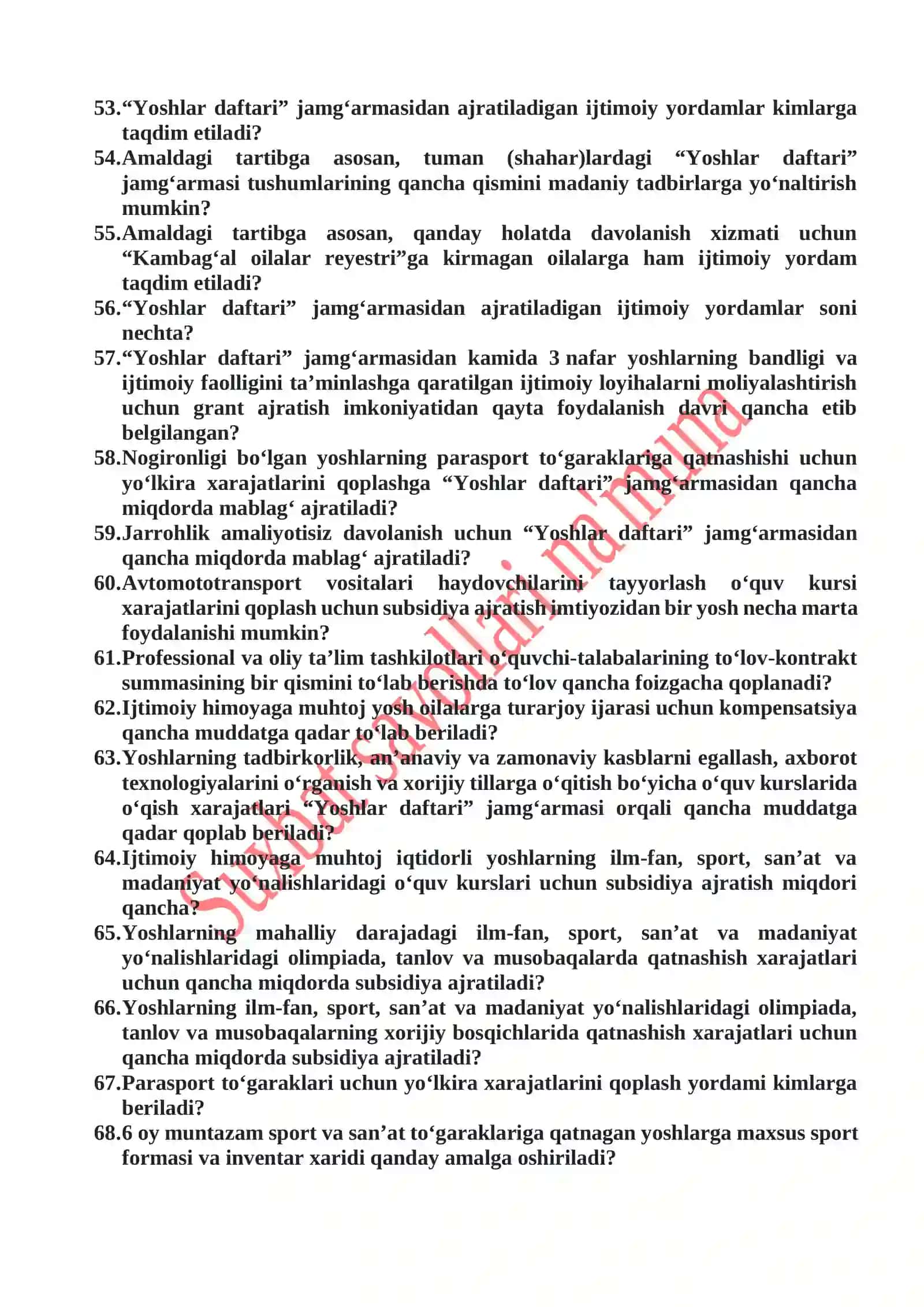 Yoshlar ishlari agentligi tizimida suxbat savollaridan na’munalar 3