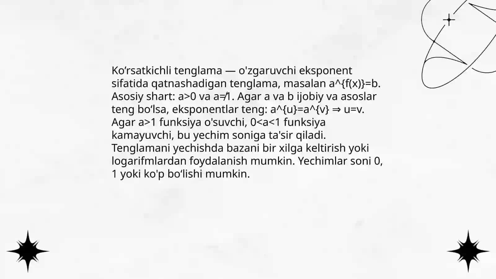 Ko'rsatkichli tenglamalar 3