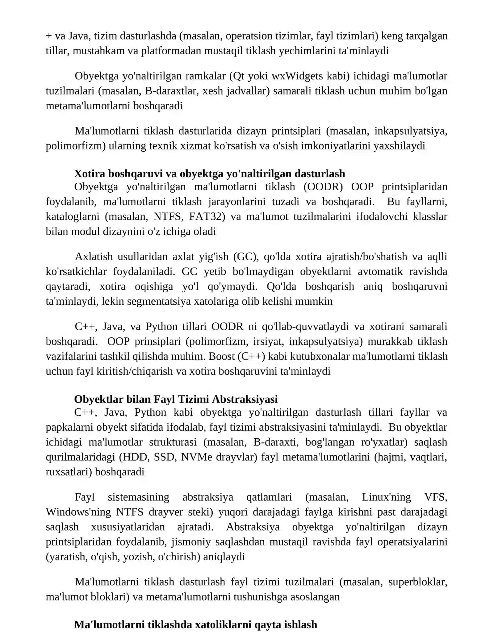 Ob’ektga yo‘naltirilgan ma’lumotlarni tiklash dasturlash tillari 3
