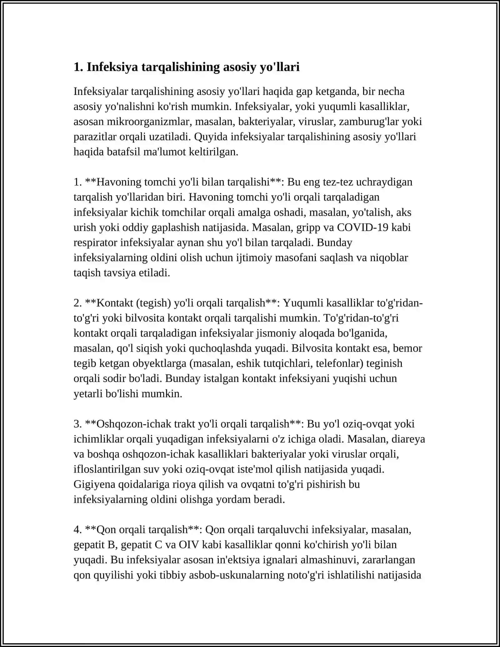 REFERAT INFIKSIYANI TARQALISH YULLARI VA UNI OLDINIOLISH 3