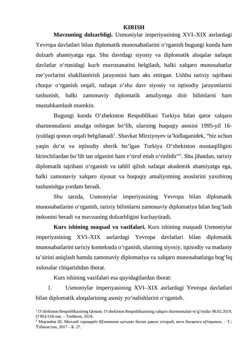Usmoniylar imperiyasining Yevropa davlatlari bilandiplomatik munosabatlari (XVI-XIX asrlar) 3