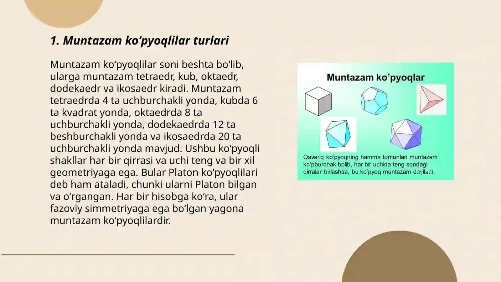 Muntazam koʻpyoqlilar turlari 3